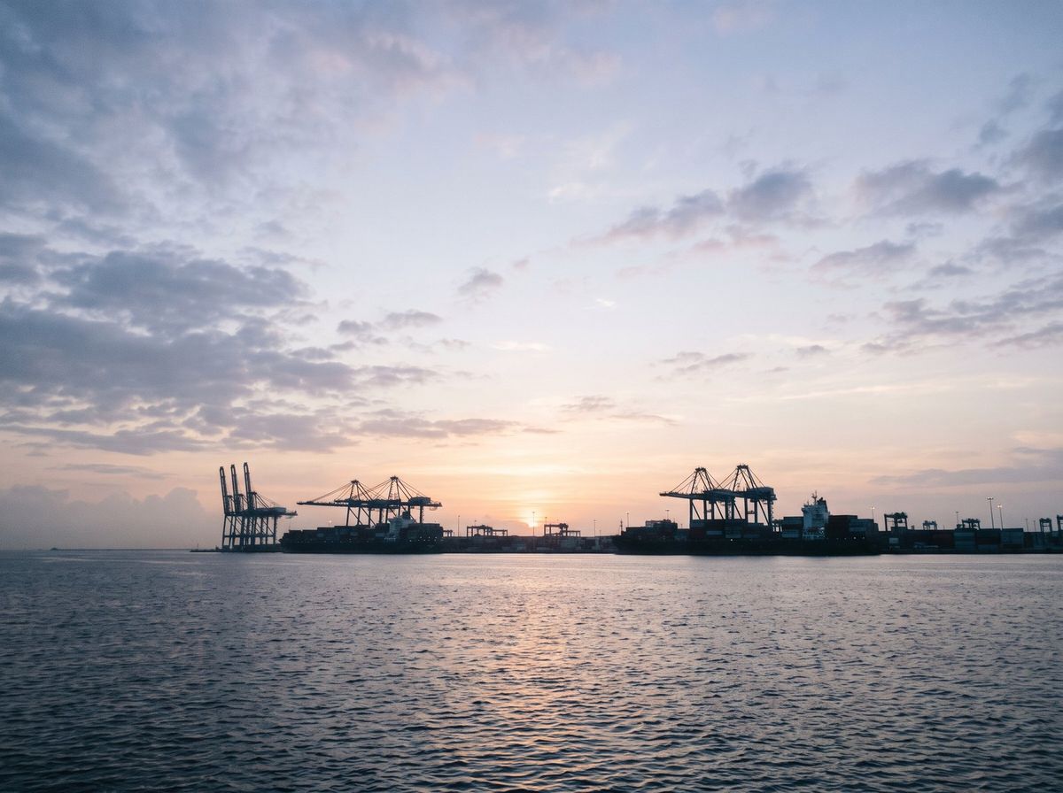 Porto ao amanhecer: imagem fictícia gerada por IA